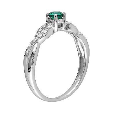 Stella Grace Sterling Silver Lab-Created Emerald and Diamond Accent ...