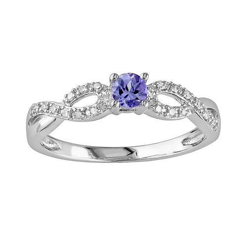 Stella Grace Sterling Silver Tanzanite and Diamond Accent Infinity Ring