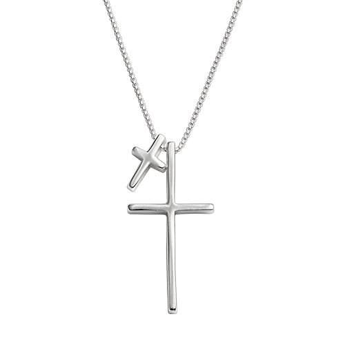 Timeless Sterling Silver Double Cross Pendant