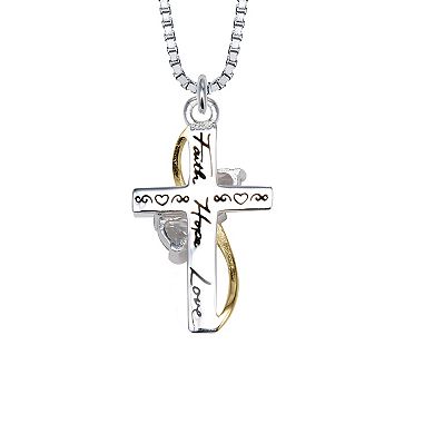 Timeless Sterling Silver Cubic Zirconia Cross Faith Pendant