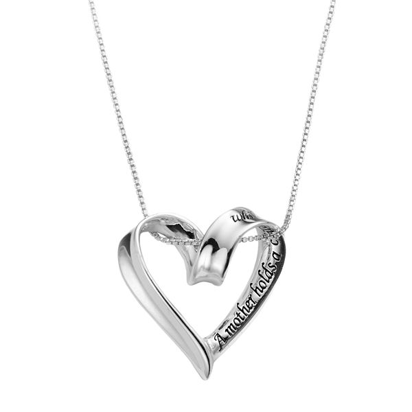 Sterling Silver Heart Holding Heart Necklace