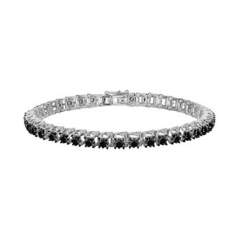 Sterling Silver 3 ct T.W. Black Diamond Tennis Bracelet
