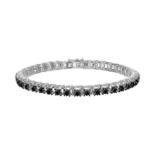 Sterling Silver 3ct. T.W. Black Diamond Tennis Bracelet