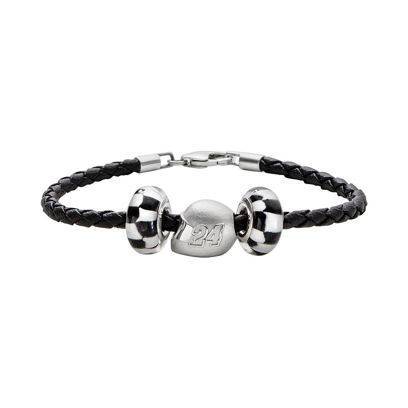 Insignia Collection NASCAR Jeff Gordon Leather Bracelet & Sterling Silver 
