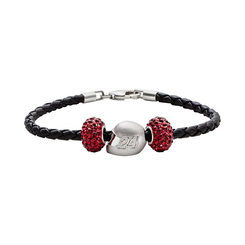 Insignia Collection NASCAR Jeff Gordon Leather Bracelet & Sterling Silver 
