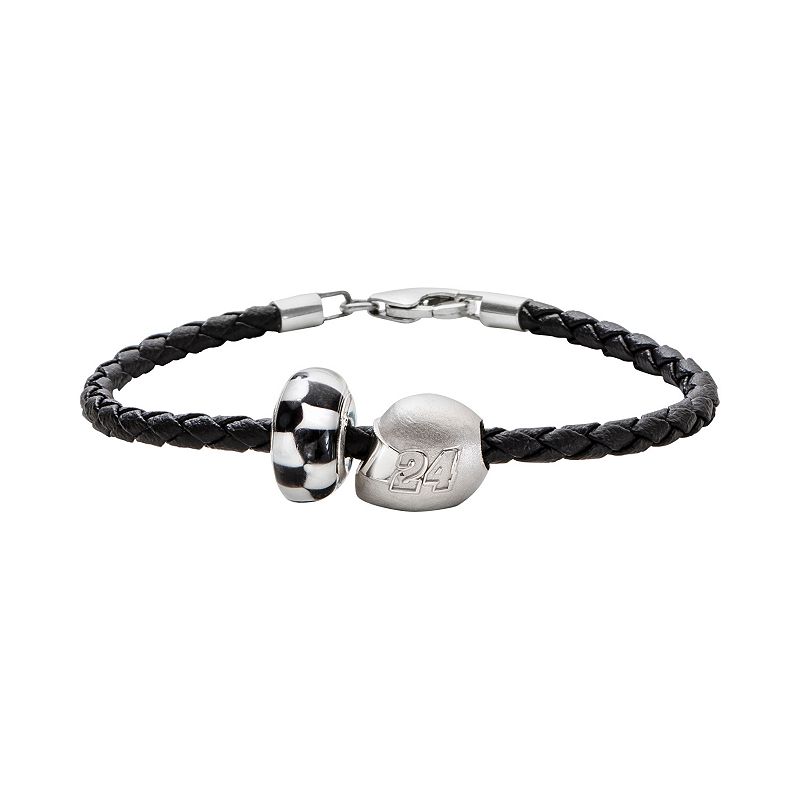 Insignia Collection NASCAR Jeff Gordon Leather Bracelet & Sterling Silver 