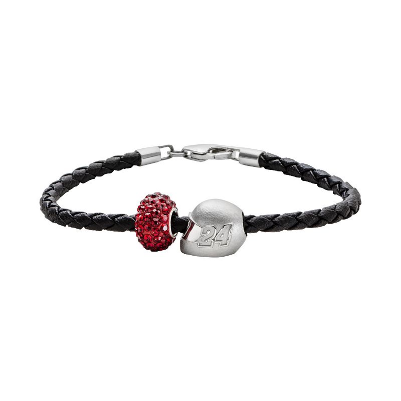 Insignia Collection NASCAR Jeff Gordon Leather Bracelet & Sterling Silver 