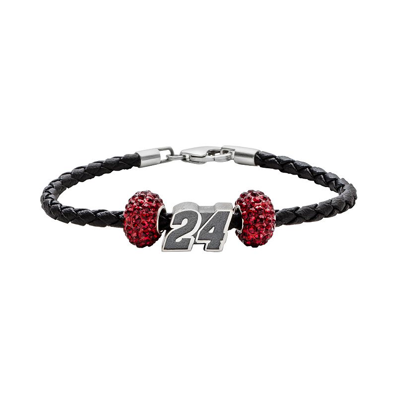Insignia Collection NASCAR Jeff Gordon Leather Bracelet & Sterling Silver 