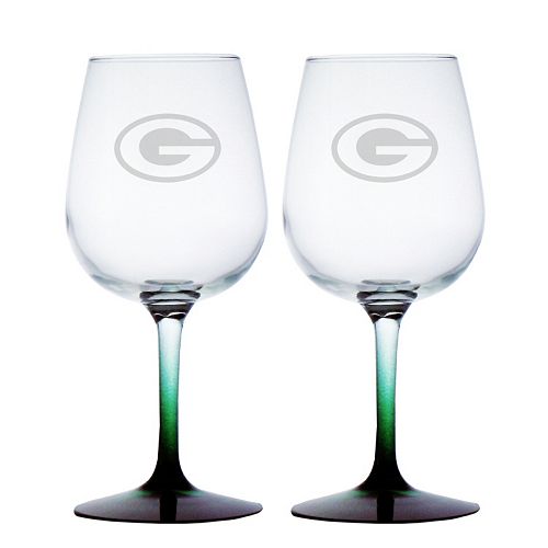 Green Bay Packers 2pc. Wine Glass Set