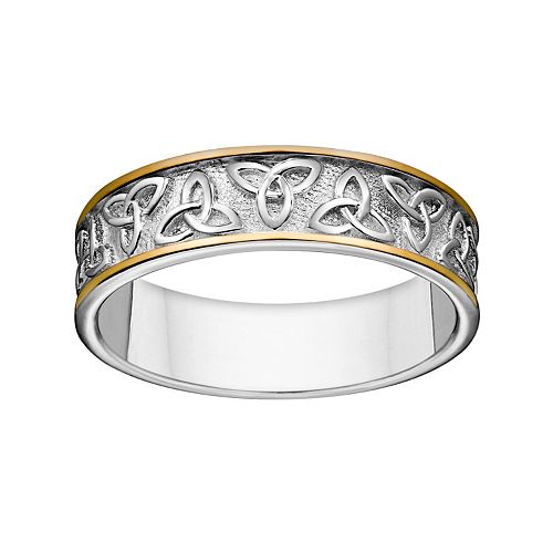 Sterling Silver Two Tone Celtic Trinity Knot Wedding Band