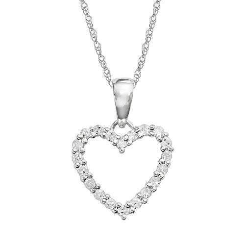 10k White Gold 1/4-ct. T.W. Diamond Heart Pendant