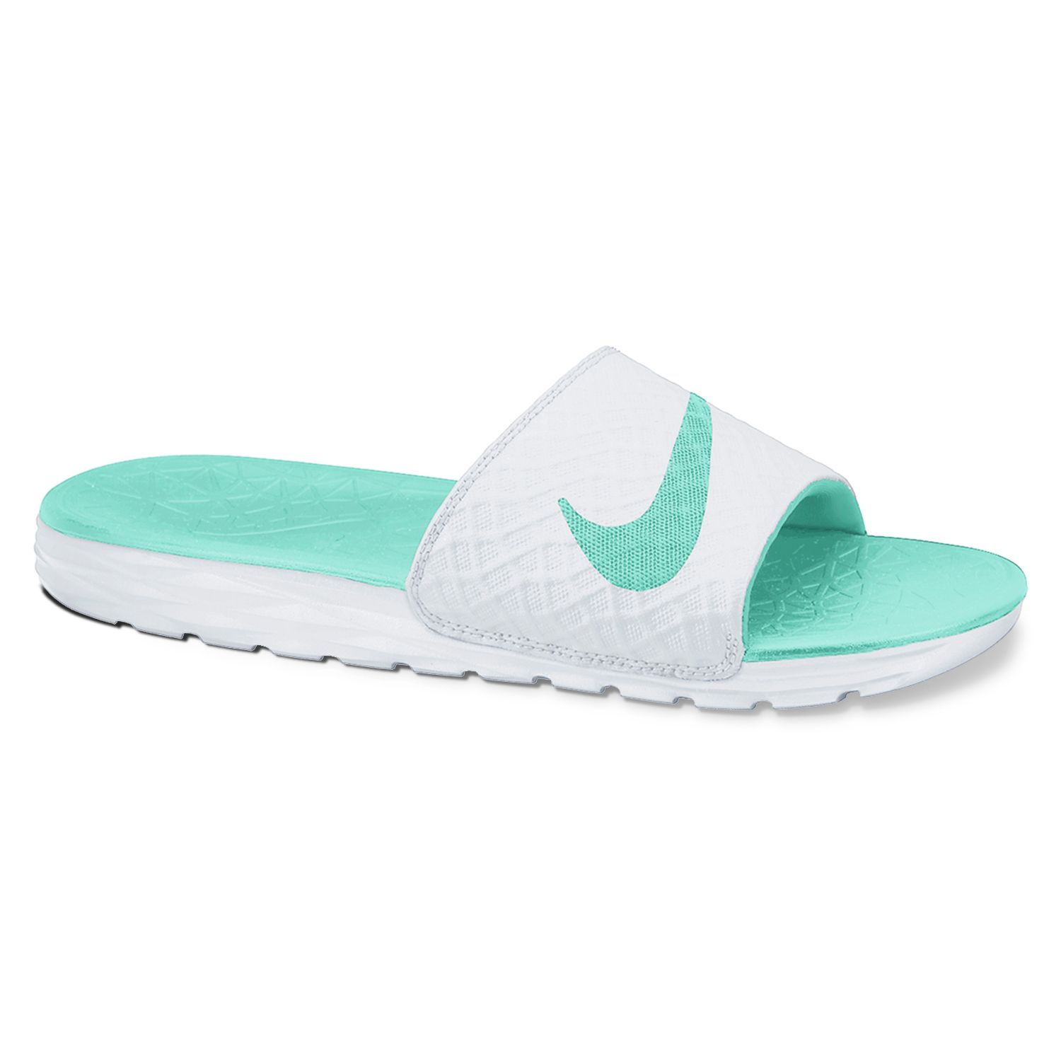 teal nike slides