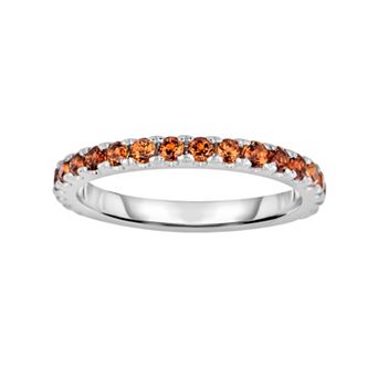 Oro Leoni Sterling Silver Citrine Eternity Ring
