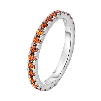 Oro Leoni Sterling Silver Citrine Eternity Ring
