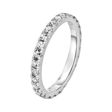 Oro Leoni Sterling Silver White Topaz Eternity Ring