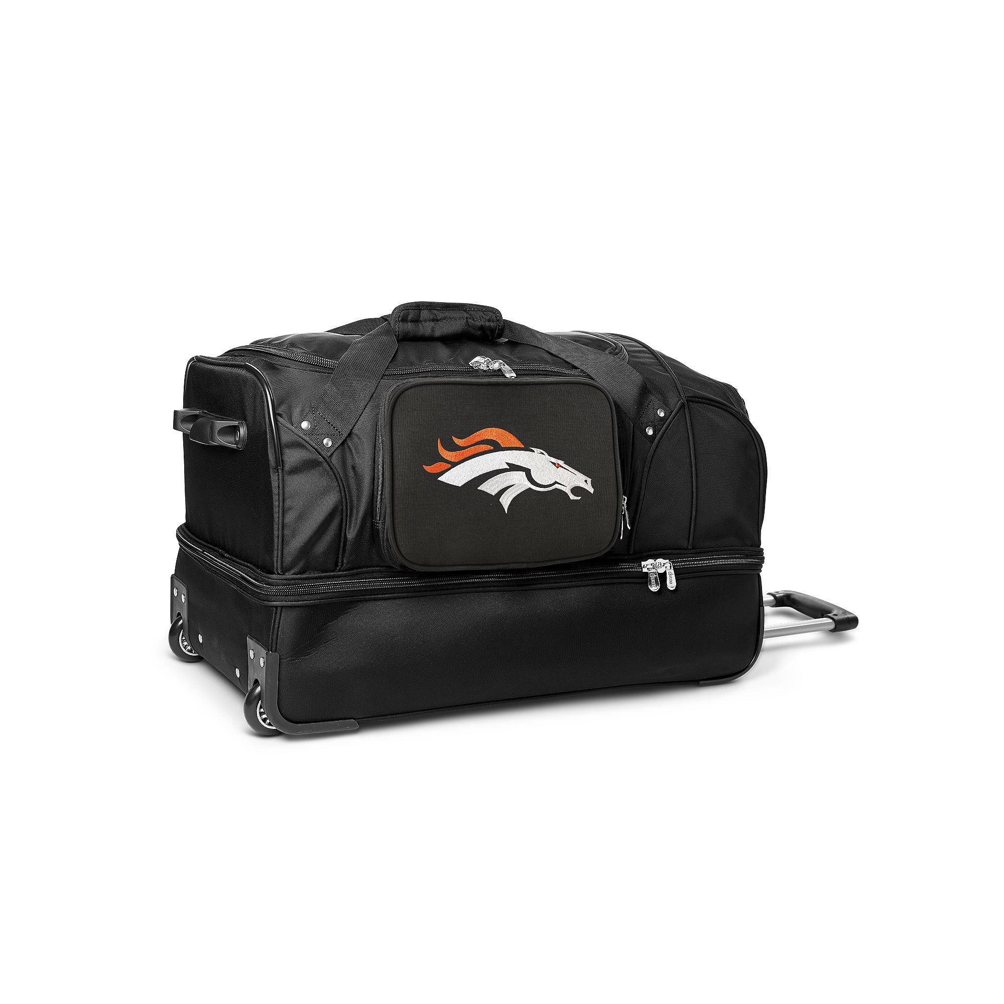 Denver Broncos 27-in. Wheeled Drop-Bottom Duffel Bag, Black