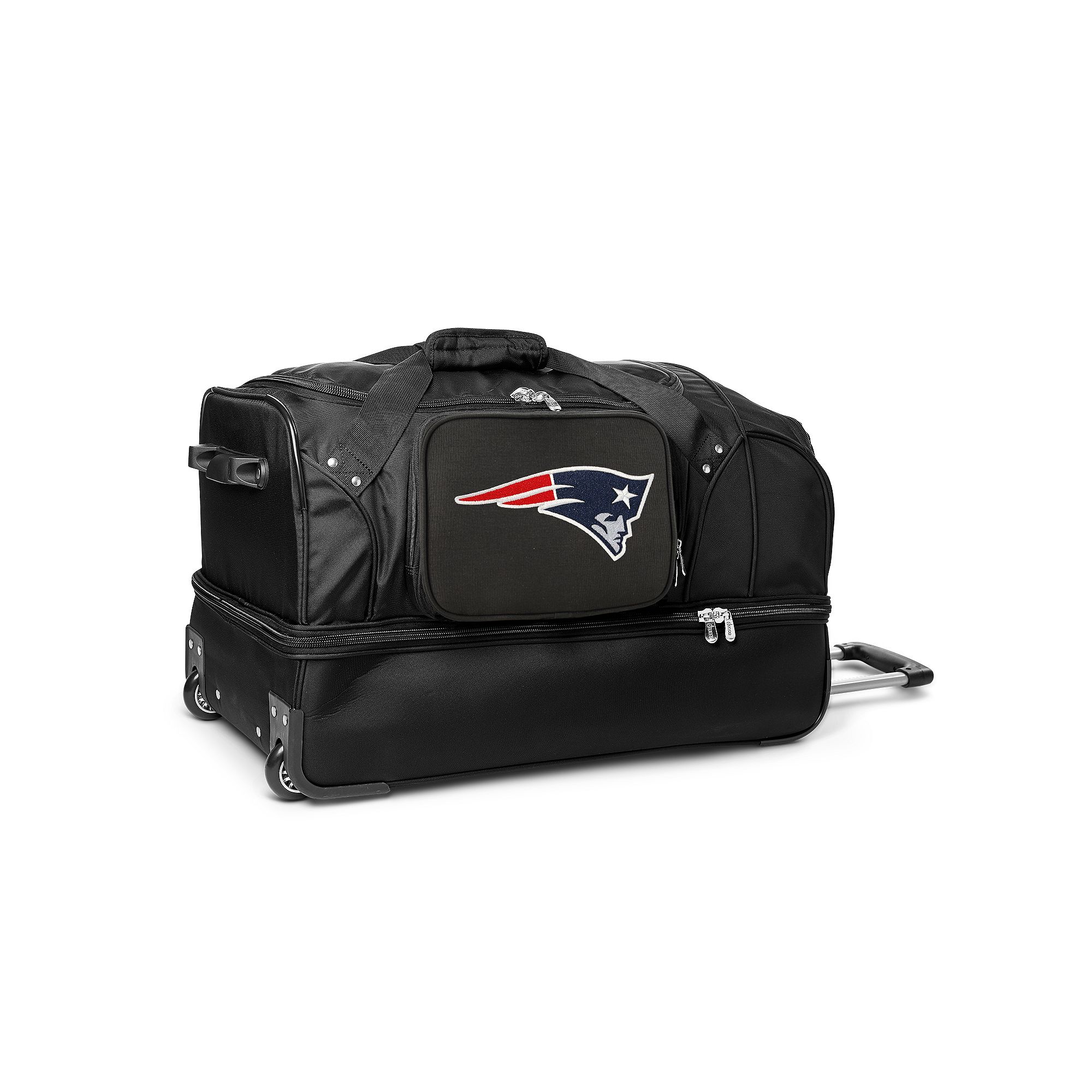 New England Patriots 27-in. Wheeled Drop-Bottom Duffel Bag, Black