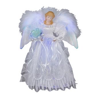 Kurt S. Adler 12 in LED Fiber Optic White & Silver Angel Christmas Tree Topper