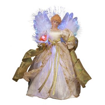 Kurt Adler 12 in LED & Fiber Optic Gold Angel Christmas Tree Topper