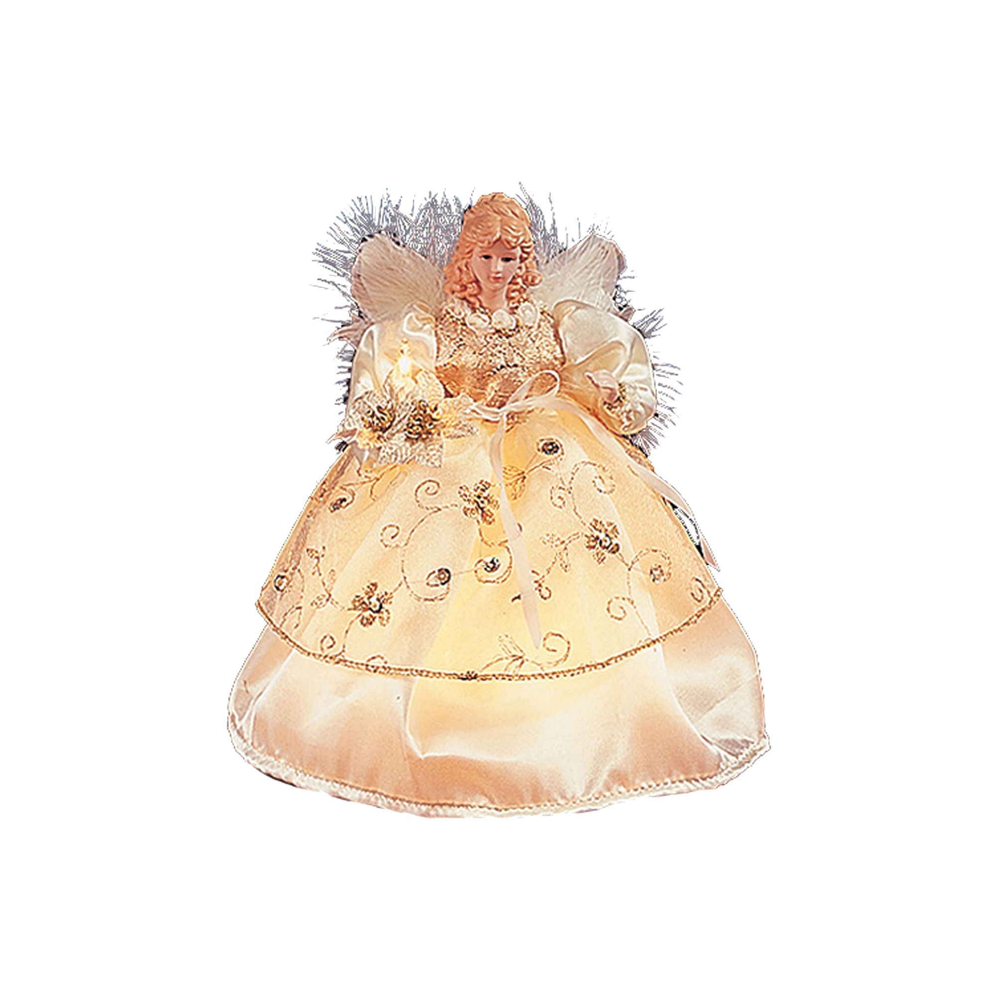Kurt Adler 9-in. Pre-Lit Ivory & Gold Angel Christmas Tree Topper