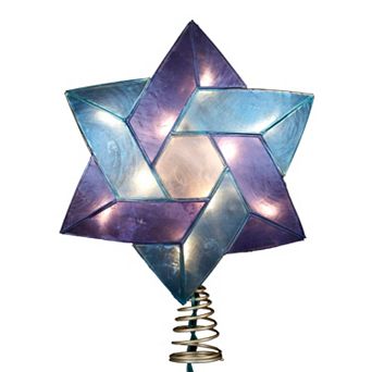 Kurt Adler 8 1/2 in LED Capiz Shell Star of David Hanukkah Tree Topper