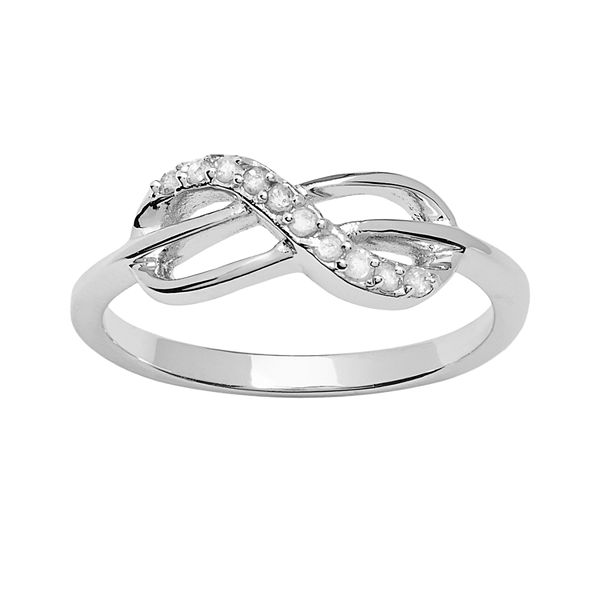 Sterling Silver 1 10 Ct T W Diamond Infinity Ring