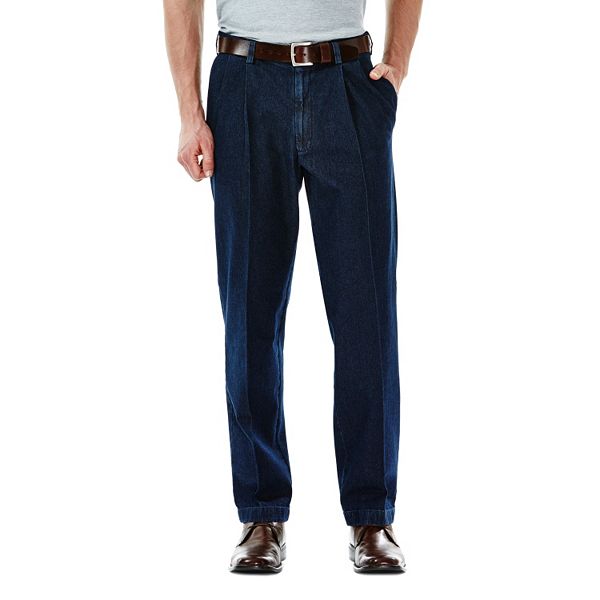 Men's Haggar® Work to Weekend® Classic-Fit Pleated Denim Pants