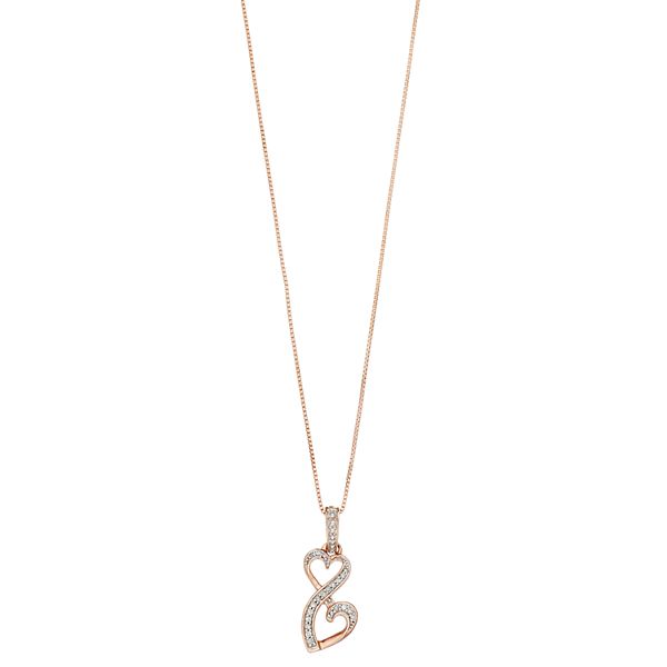 Love Is Forever 14k Rose Gold Over Silver 1 10 Ct T W Diamond Double Heart Pendant