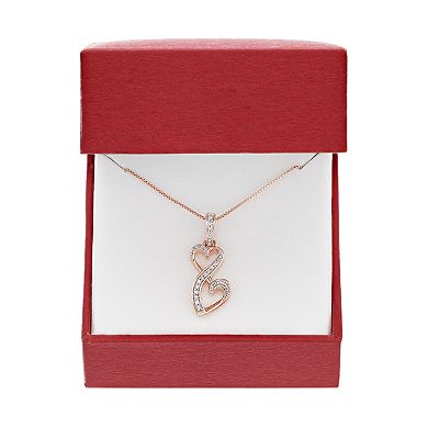 Love Is Forever 14k Rose Gold Over Silver 1/10-ct. T.W. Diamond Double Heart Pendant