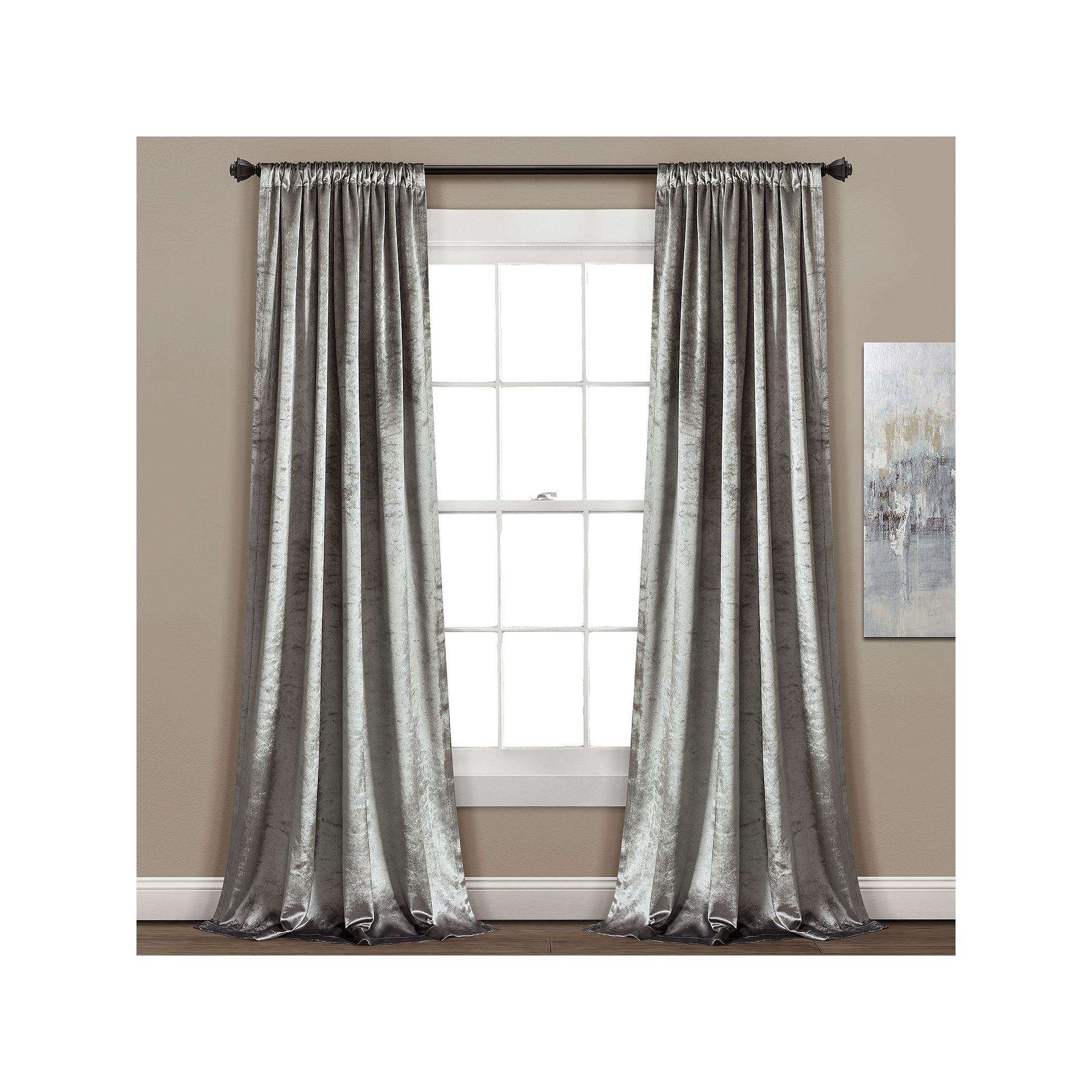 Lush Decor 2-pack Velvet Dream Window Curtains - 40 x 84, Gray