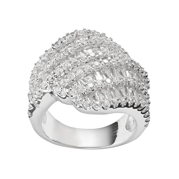 Sophie Miller Sterling Silver Cubic Zirconia Wrap Ring
