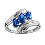 Sterling Silver Lab-Created Sapphire and Diamond Accent 3-Stone