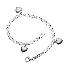 Sterling Silver Heart Charm Bracelet