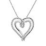 Two Hearts Forever One Sterling Silver 1/4-ct. T.W. Diamond Heart Pendant