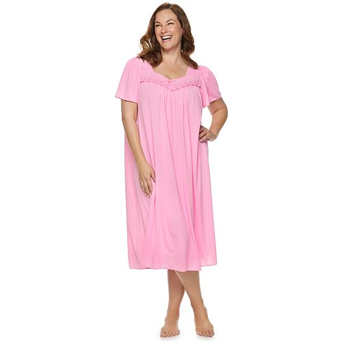 Plus Size Miss Elaine Essentials Pajamas: Long Tricot Nightgown