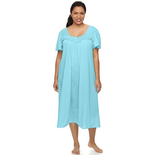 Plus Size Miss Elaine Essentials Pajamas: Long Tricot Nightgown