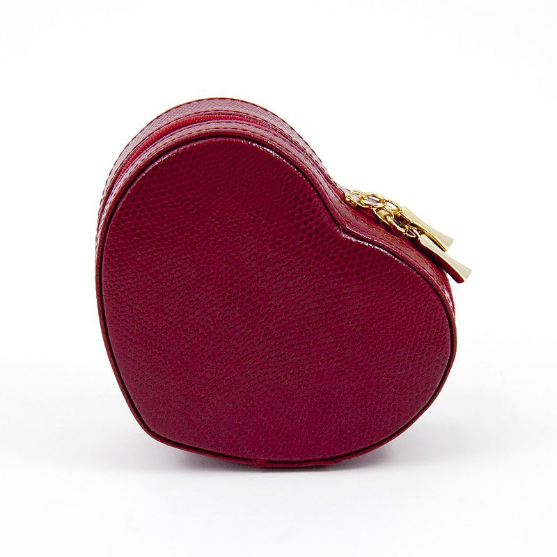 Bey-Berk Leather Heart Jewelry Box, Womens, Red
