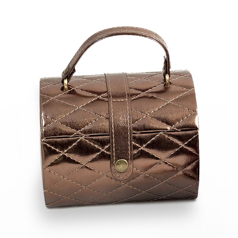 Bey-Berk Quilted Jewelry Case and Valet Tray Set, Womens, Brown