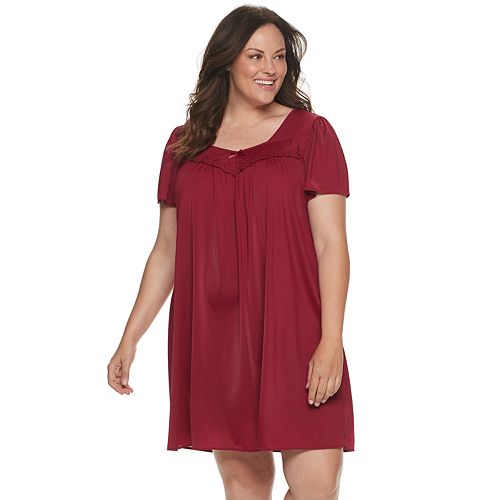 Plus Size Miss Elaine Essentials Pajamas: Short Tricot Nightgown