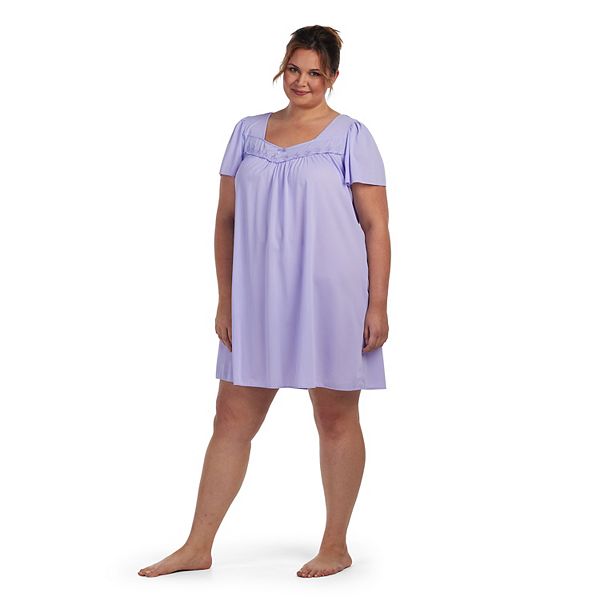 Plus Size Miss Elaine Essentials Short Tricot Nightgown