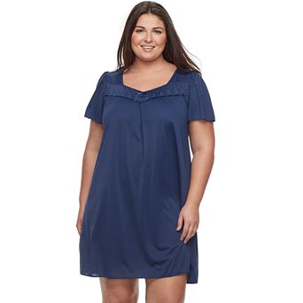 Plus Size Miss Elaine Essentials Short Tricot Nightgown