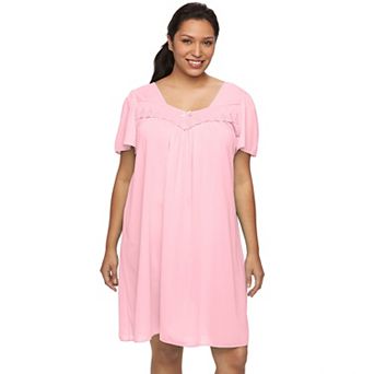 Plus Size Miss Elaine Essentials Short Tricot Nightgown