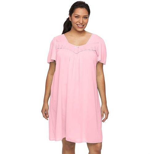 Plus Size Miss Elaine Essentials Pajamas: Short Tricot Nightgown