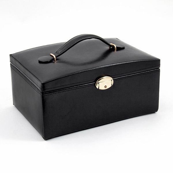 Bey-Berk Black Leather Jewelry Box & Travel Case Set