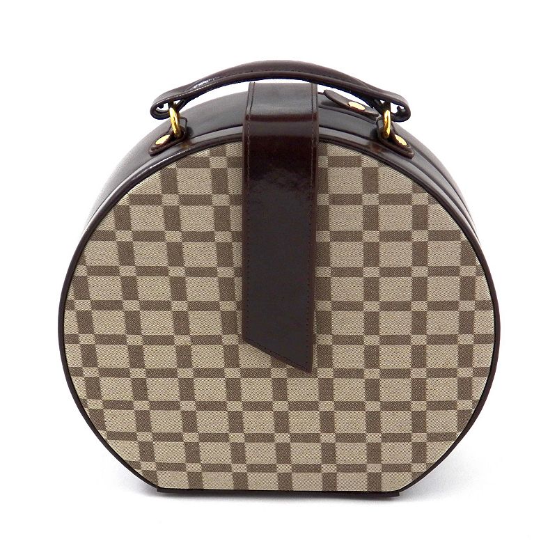 Bey-Berk Brown Leather Checkered Jewelry Box and Valet Tray Set, Womens