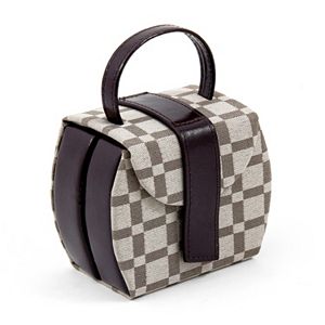 Bey-Berk Brown Leather Checkered Jewelry Box