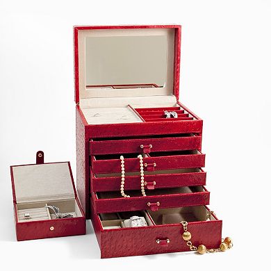 Bey-Berk Leather Jewelry Chest and Travel Case Set