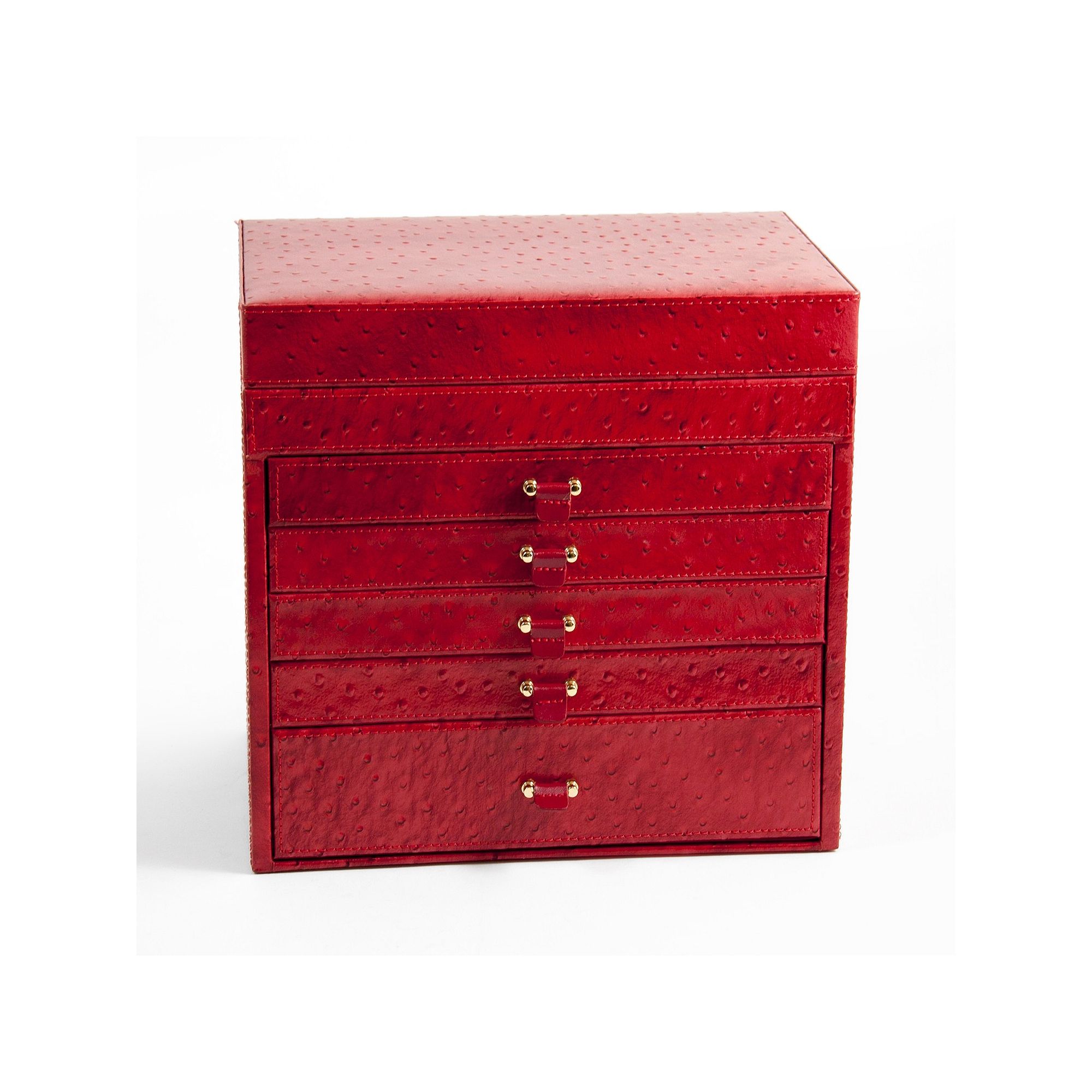 Bey-Berk Leather Jewelry Chest & Travel Case Set, Womens, Red