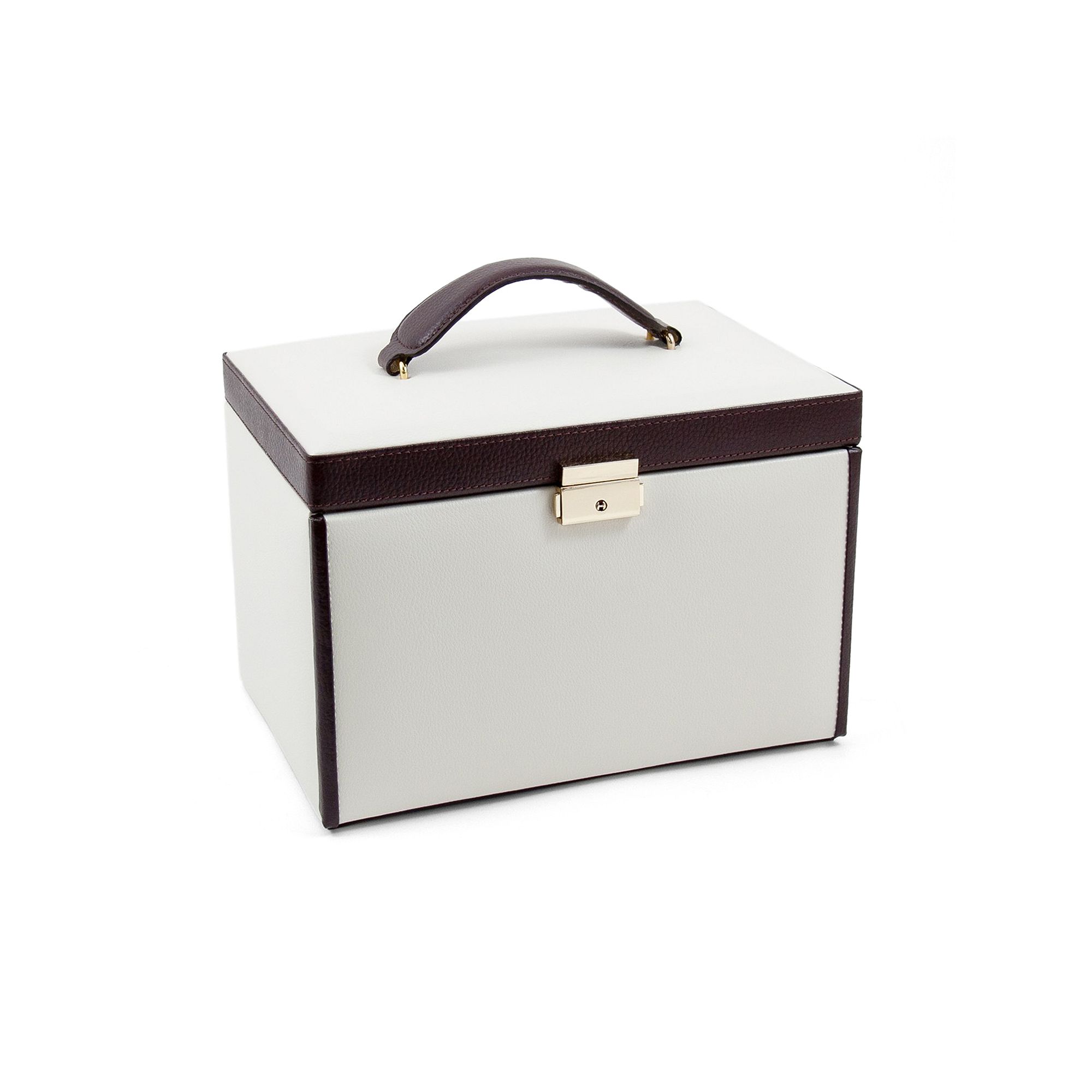 Bey-Berk Ivory & Brown Leather Jewelry Box & Travel Case Set, Womens