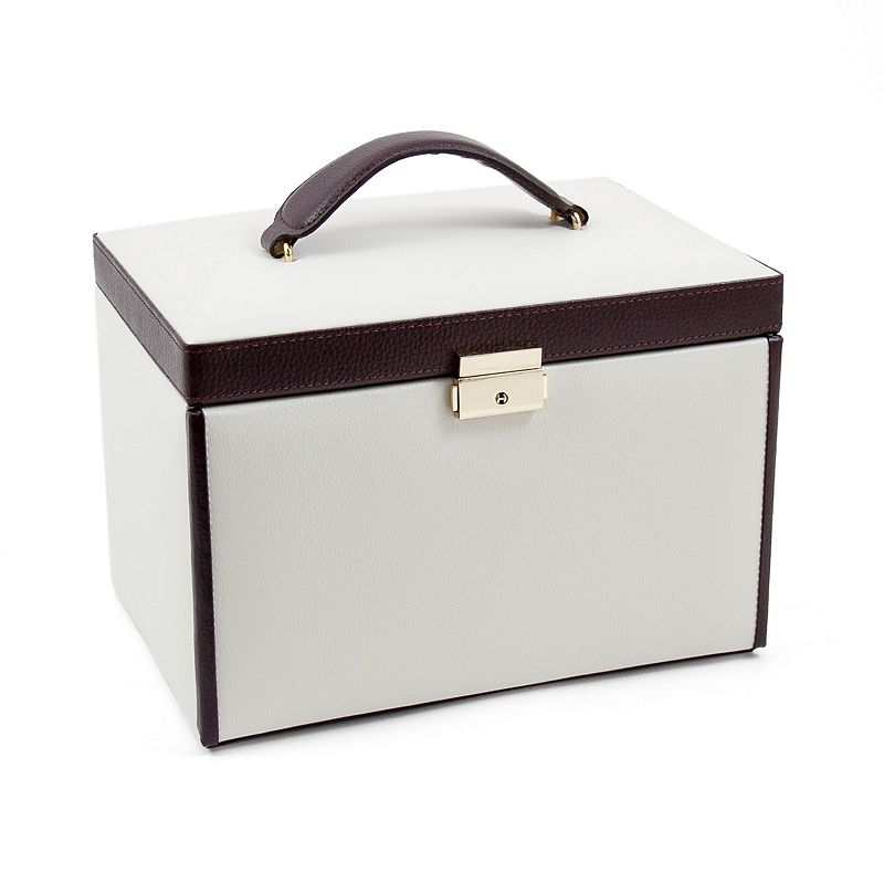Bey-Berk Ivory & Brown Leather Jewelry Box & Travel Case Set, Women's